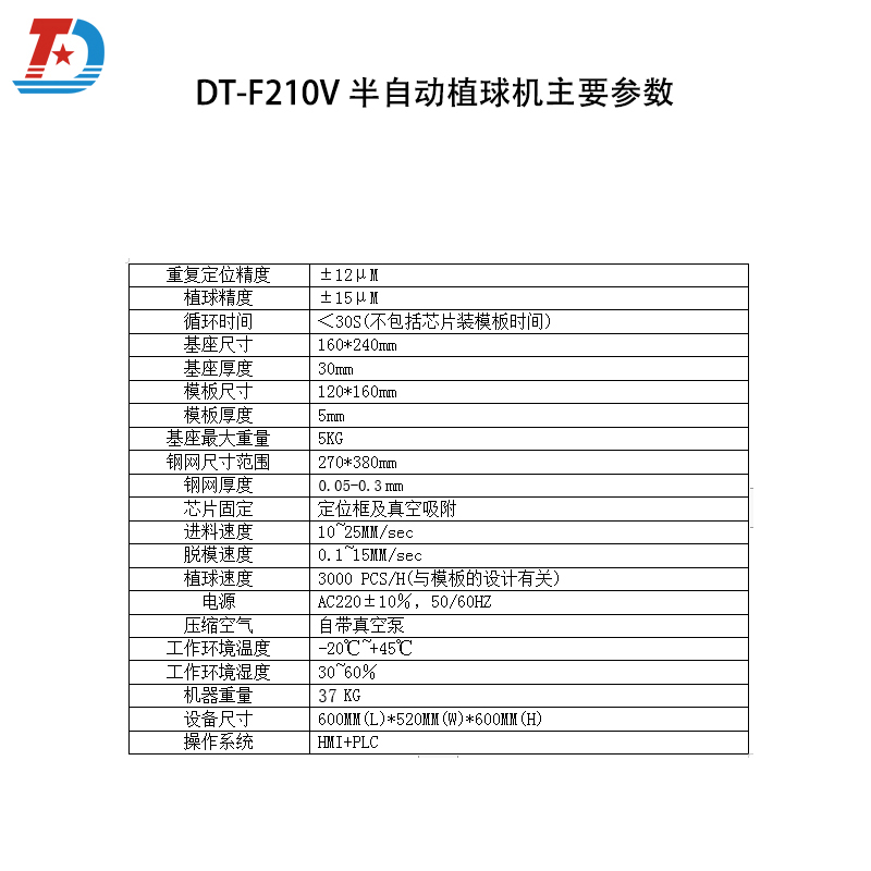 達泰豐BGA半自動植球機參數2